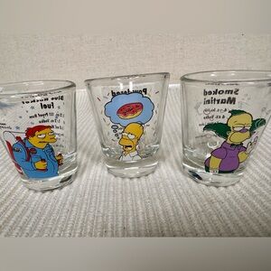 Set of 3 Vintage Simpsons Shot Glasses